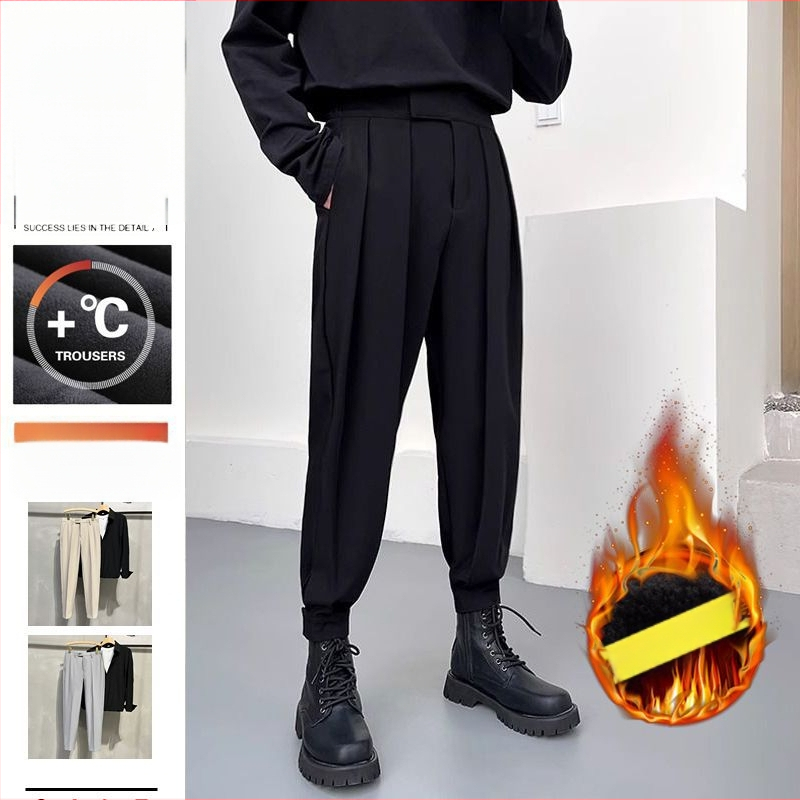 Vyrinės kasdieninės kelnės su fliso įdėklu, vidurio juosmens, tiesus kirpimas, blauzdelė iki kulkšnies, užtrauktukas