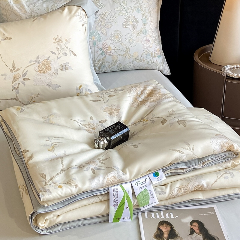 Lyocell vasaras segu – četru daļu komplekts, reaktīvā druka, Twill audums, poliestera pildījums, viegls greznums