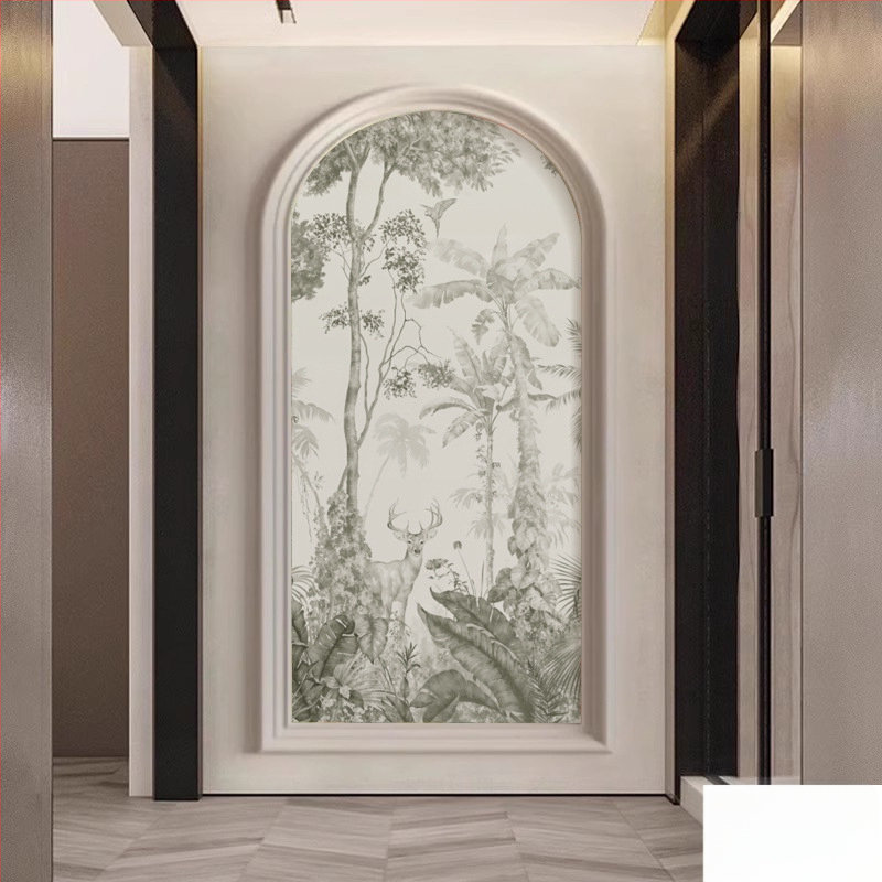 Francia stílusú erdei szarvas falburkolat, íves falikép, szintetikus rostokból, 3 rétegű összetétel