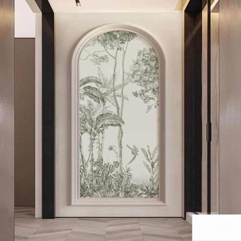 Francia stílusú erdei szarvas falburkolat, íves falikép, szintetikus rostokból, 3 rétegű összetétel