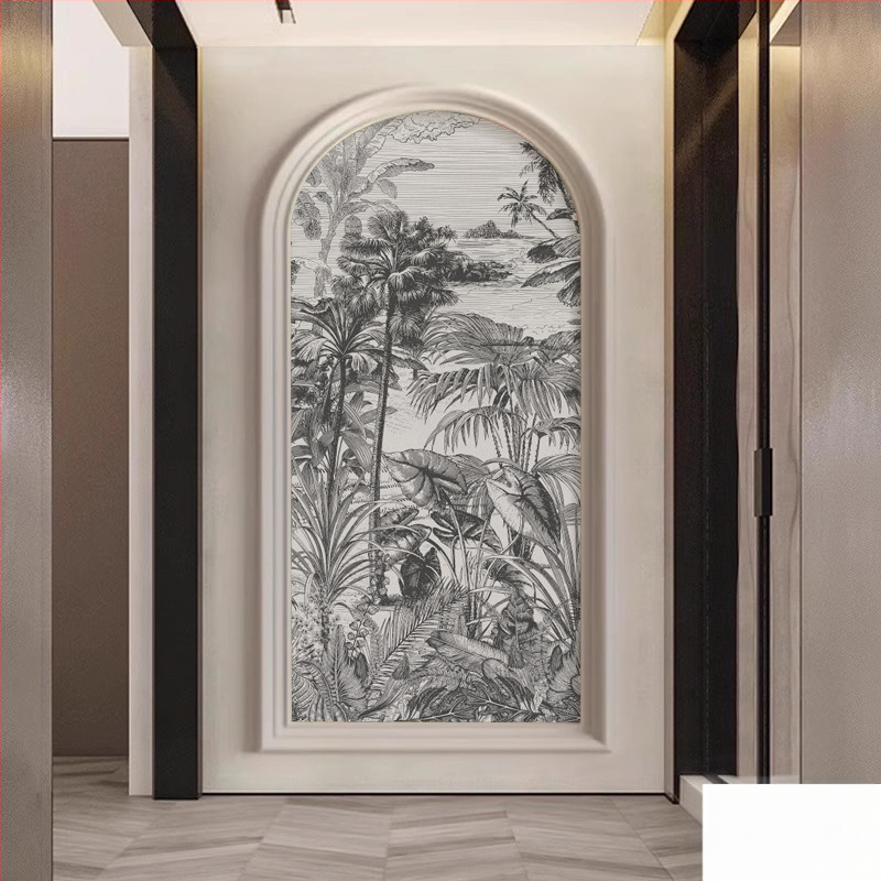 Francia stílusú erdei szarvas falburkolat, íves falikép, szintetikus rostokból, 3 rétegű összetétel