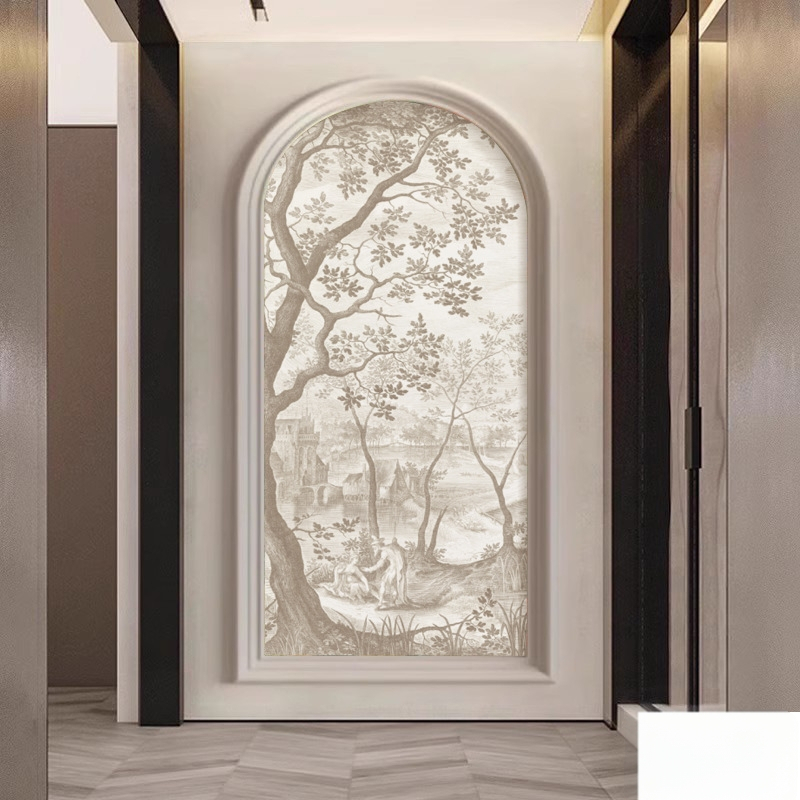 Francia stílusú erdei szarvas falburkolat, íves falikép, szintetikus rostokból, 3 rétegű összetétel