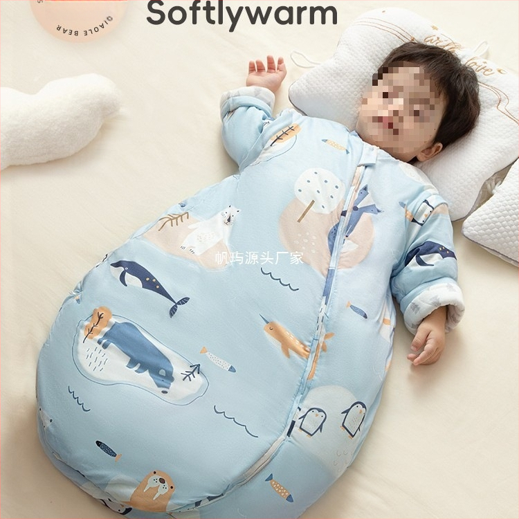 Baba hálózsák ősz–télre, vastagított, tiszta pamut anyag, kasmír töltés