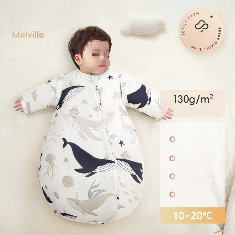 Baba hálózsák ősz–télre, vastagított, tiszta pamut anyag, kasmír töltés