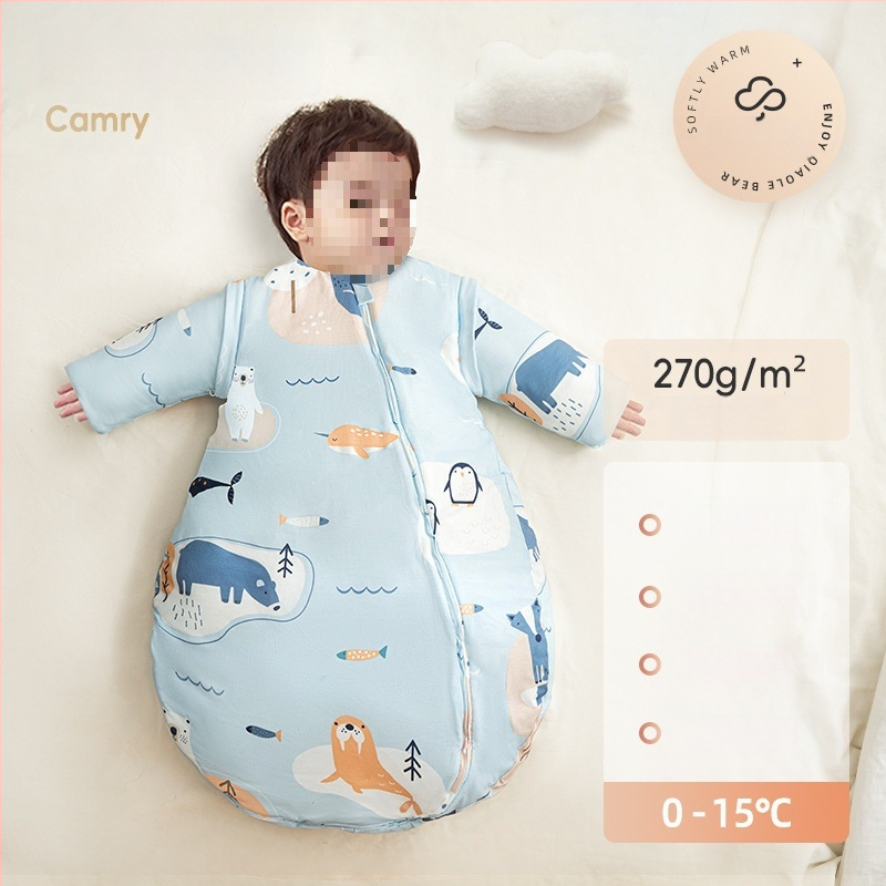 Baba hálózsák ősz–télre, vastagított, tiszta pamut anyag, kasmír töltés