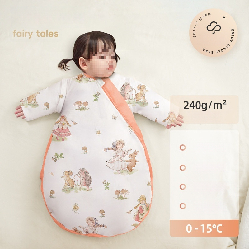 Baba hálózsák ősz–télre, vastagított, tiszta pamut anyag, kasmír töltés