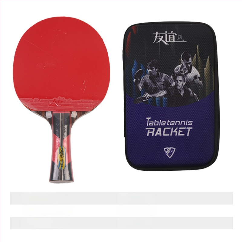 Galda tenisa rakete ar divpusēju pretlīmējošu gumiju, pamats no poplera koka, horizontāla rokture, apstrādes pielāgošana, izdrukāts logotips.