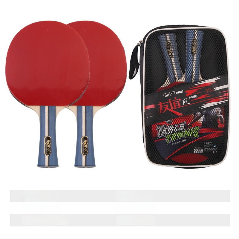 Galda tenisa rakete ar divpusēju pretlīmējošu gumiju, pamats no poplera koka, horizontāla rokture, apstrādes pielāgošana, izdrukāts logotips.