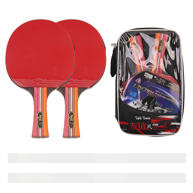 Galda tenisa rakete ar divpusēju pretlīmējošu gumiju, pamats no poplera koka, horizontāla rokture, apstrādes pielāgošana, izdrukāts logotips.