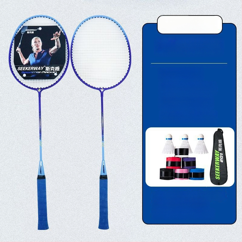 Badmintona rakete studentiem — oglekļa šķiedras rāmis, neilona auklas, vidēja stingrība stienim