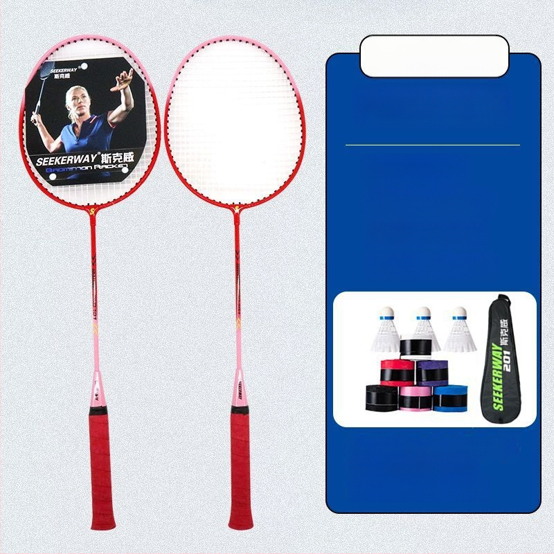 Badmintona rakete studentiem — oglekļa šķiedras rāmis, neilona auklas, vidēja stingrība stienim