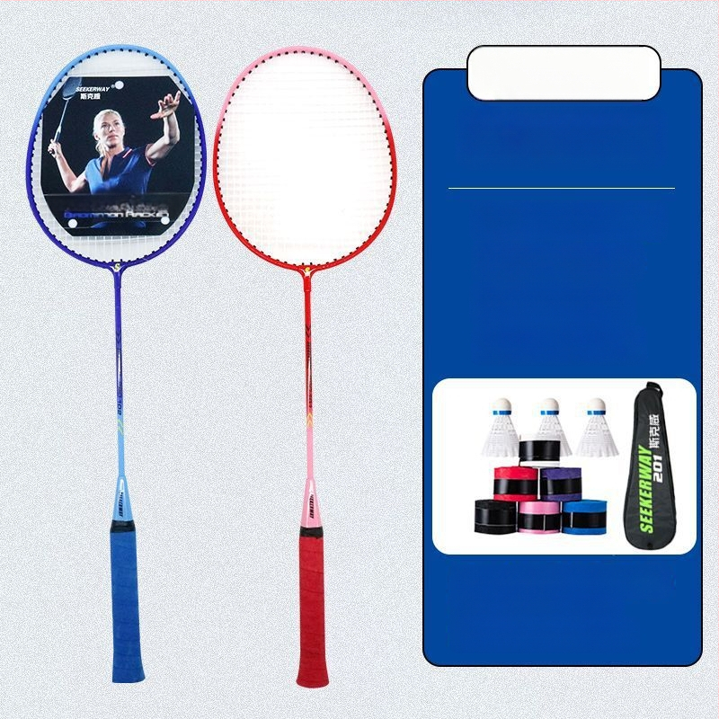 Badmintona rakete studentiem — oglekļa šķiedras rāmis, neilona auklas, vidēja stingrība stienim