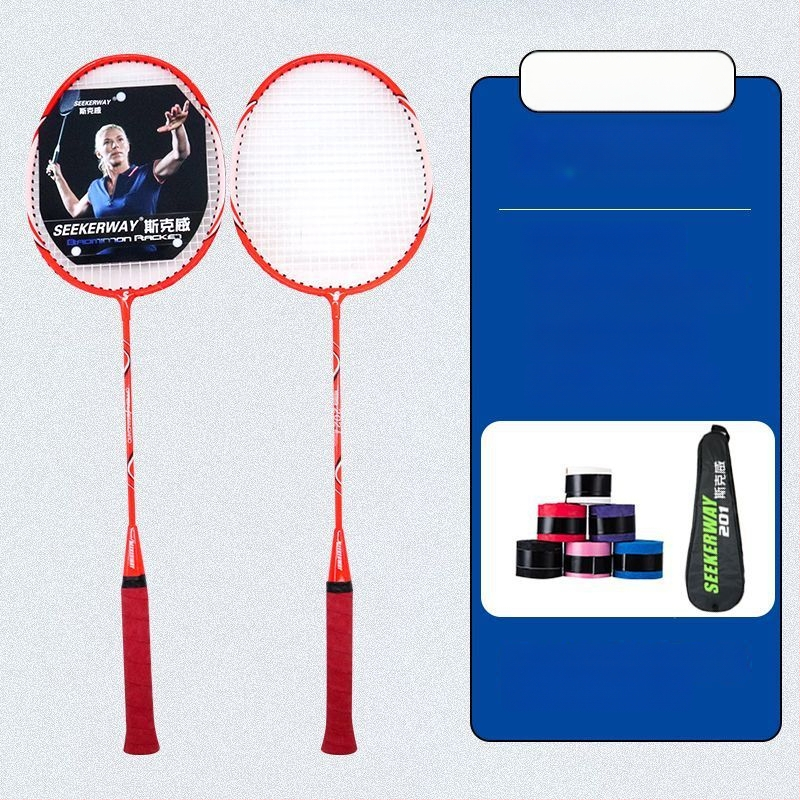 Badmintona rakete studentiem — oglekļa šķiedras rāmis, neilona auklas, vidēja stingrība stienim