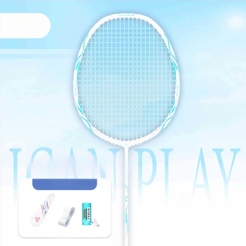 Badmintona rakete ar oglekļa šķiedras rāmi (svars 85-89 g; rokturis G5; tiešais sitiens; vidēja stingrība)