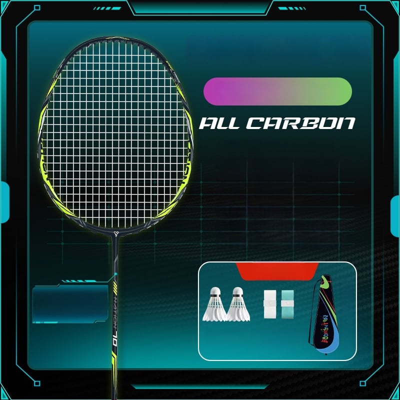 YImiba badmintona rekete, pilnīgs oglekļa šķiedras rāmis, 30T konfigurācija, neilona diegi, svars 80–84 g, vispusēja veiktspēja