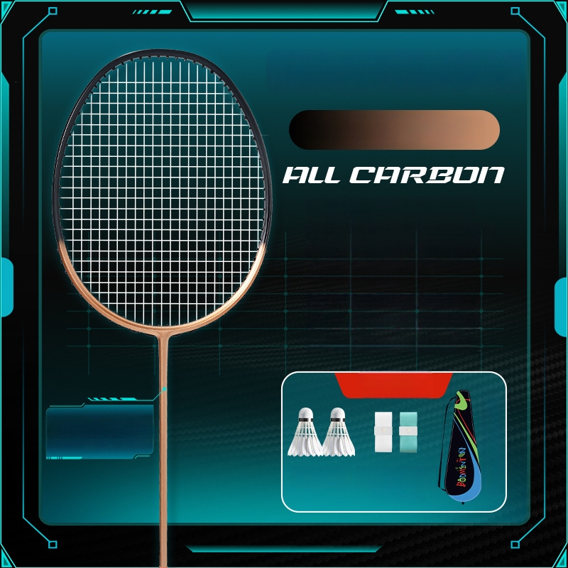 YImiba badmintona rekete, pilnīgs oglekļa šķiedras rāmis, 30T konfigurācija, neilona diegi, svars 80–84 g, vispusēja veiktspēja
