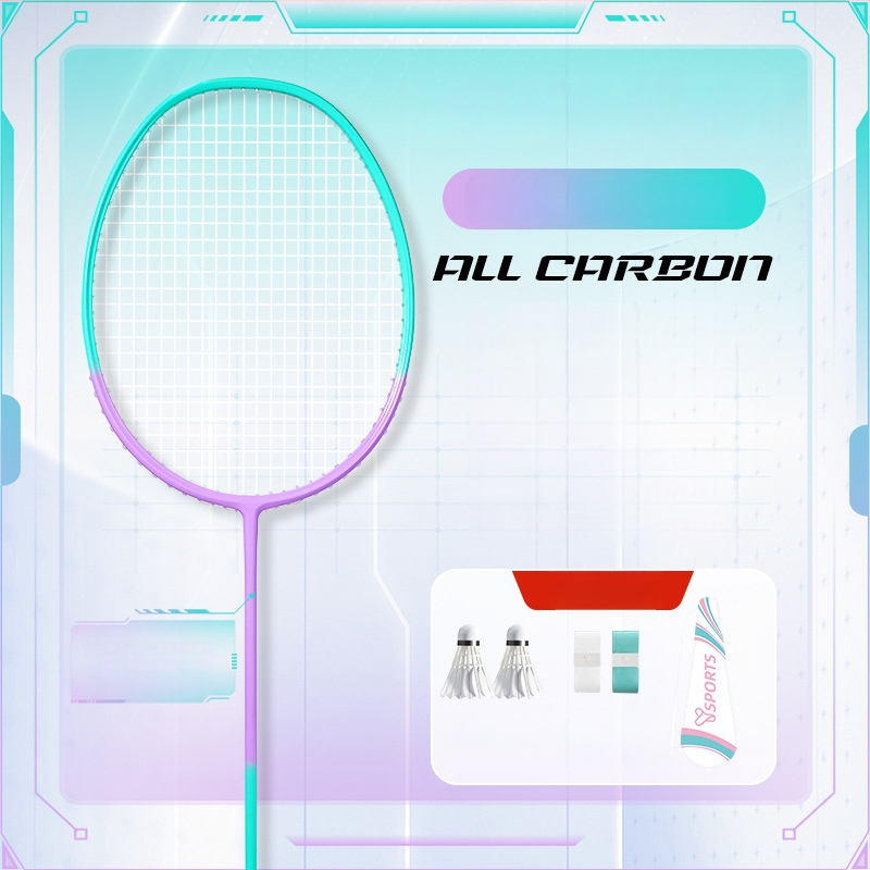 YImiba badmintona rekete, pilnīgs oglekļa šķiedras rāmis, 30T konfigurācija, neilona diegi, svars 80–84 g, vispusēja veiktspēja