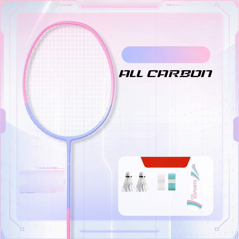 YImiba badmintona rekete, pilnīgs oglekļa šķiedras rāmis, 30T konfigurācija, neilona diegi, svars 80–84 g, vispusēja veiktspēja