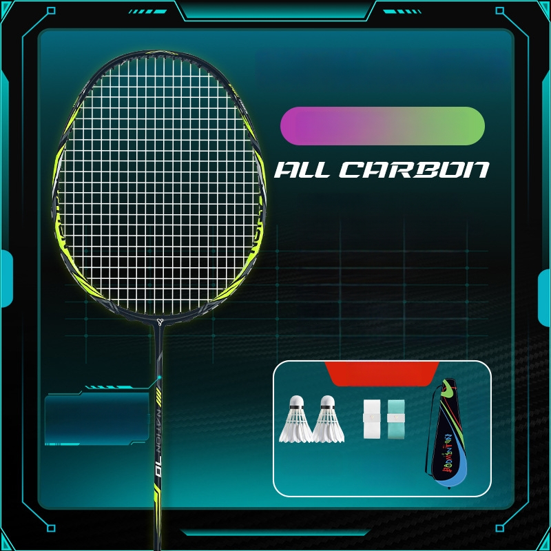 YImiba badmintona rekete, pilnīgs oglekļa šķiedras rāmis, 30T konfigurācija, neilona diegi, svars 80–84 g, vispusēja veiktspēja