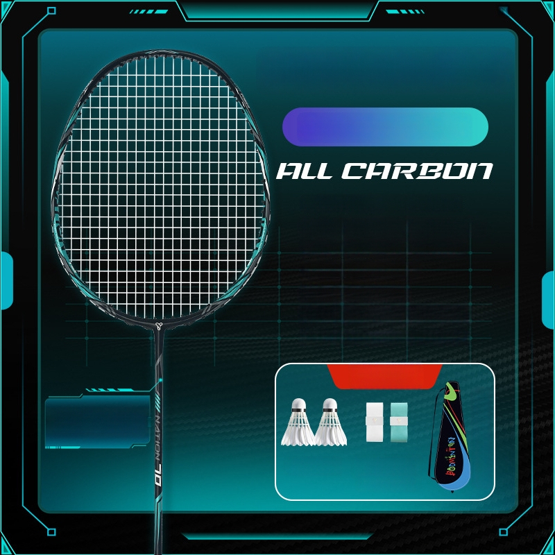 YImiba badmintona rekete, pilnīgs oglekļa šķiedras rāmis, 30T konfigurācija, neilona diegi, svars 80–84 g, vispusēja veiktspēja