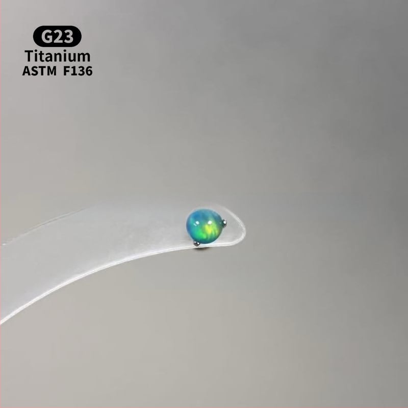 Ανδρικά/Γυναικεία γεωμετρικά σκουλαρίκια με οπάλ από κράμα τιτάνιου F136, γυαλισμένη επιφάνεια, εσωτερική βίδα για χείλη/ώτα