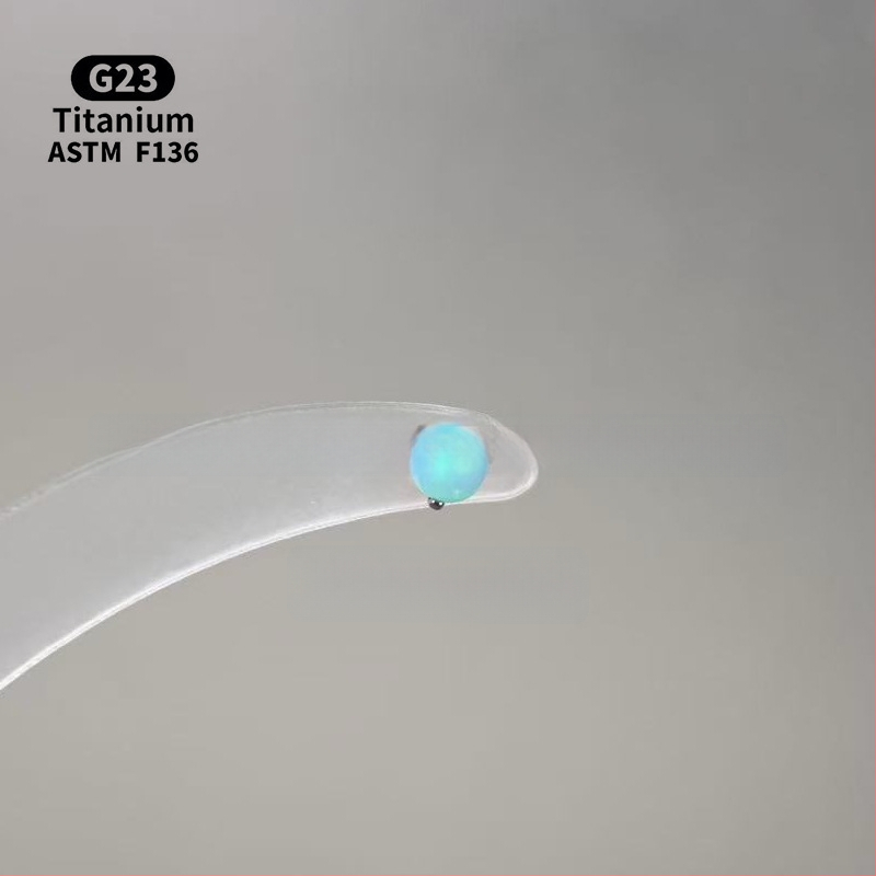 Ανδρικά/Γυναικεία γεωμετρικά σκουλαρίκια με οπάλ από κράμα τιτάνιου F136, γυαλισμένη επιφάνεια, εσωτερική βίδα για χείλη/ώτα