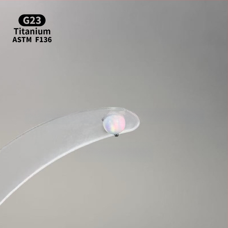 Ανδρικά/Γυναικεία γεωμετρικά σκουλαρίκια με οπάλ από κράμα τιτάνιου F136, γυαλισμένη επιφάνεια, εσωτερική βίδα για χείλη/ώτα