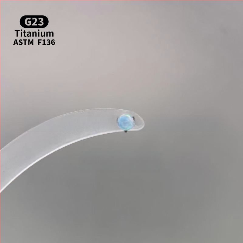 Ανδρικά/Γυναικεία γεωμετρικά σκουλαρίκια με οπάλ από κράμα τιτάνιου F136, γυαλισμένη επιφάνεια, εσωτερική βίδα για χείλη/ώτα