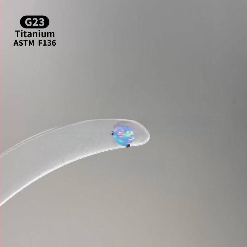 Ανδρικά/Γυναικεία γεωμετρικά σκουλαρίκια με οπάλ από κράμα τιτάνιου F136, γυαλισμένη επιφάνεια, εσωτερική βίδα για χείλη/ώτα