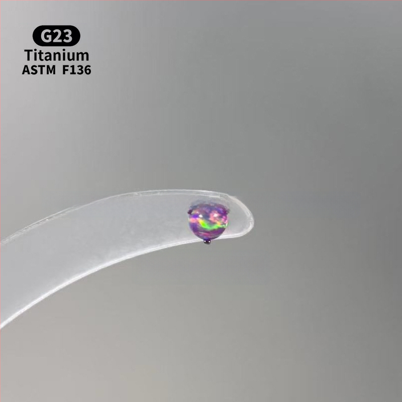 Ανδρικά/Γυναικεία γεωμετρικά σκουλαρίκια με οπάλ από κράμα τιτάνιου F136, γυαλισμένη επιφάνεια, εσωτερική βίδα για χείλη/ώτα