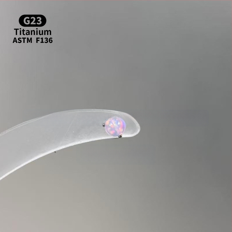 Ανδρικά/Γυναικεία γεωμετρικά σκουλαρίκια με οπάλ από κράμα τιτάνιου F136, γυαλισμένη επιφάνεια, εσωτερική βίδα για χείλη/ώτα