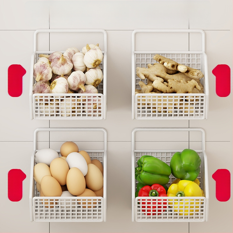 Fan lilin Стенен кухненски кош за лук, джинджифил и чесън — метална конструкция, многофункционален органайзер за подправки, модел 2111749679531788672