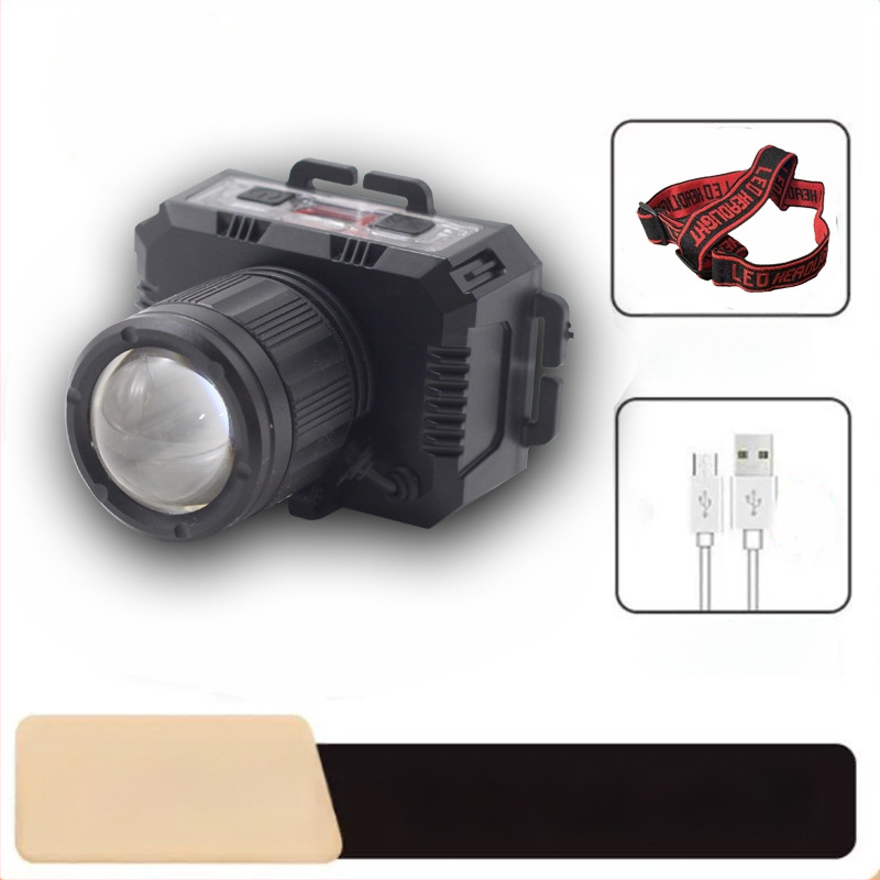 LED uzlādes galvas lukturis ārējai lietošanai ar 360° griezumu, 1W, 500 mAh akumulator, starojums 100–200 m