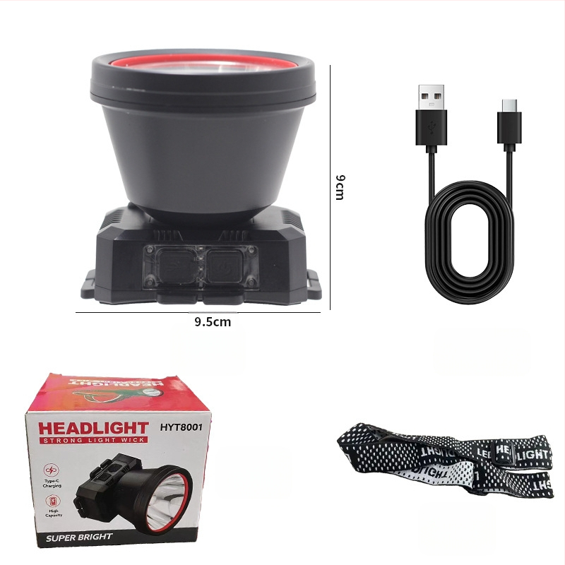 LED uzlādes galvas lukturis ārējai lietošanai ar 360° griezumu, 1W, 500 mAh akumulator, starojums 100–200 m