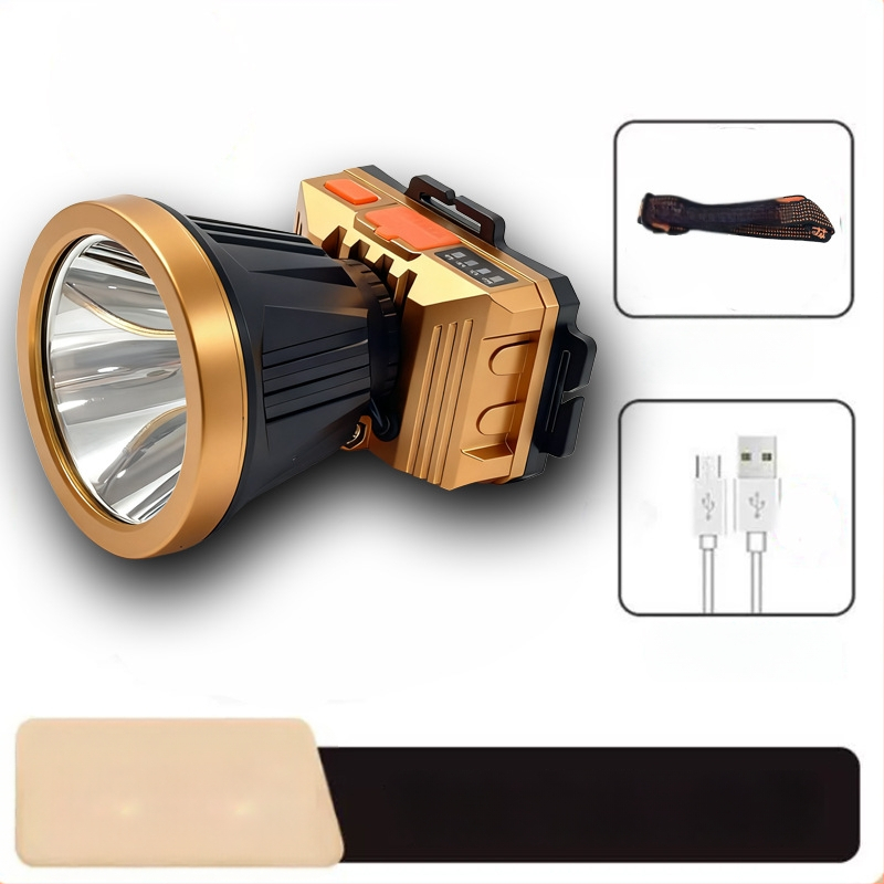 LED uzlādes galvas lukturis ārējai lietošanai ar 360° griezumu, 1W, 500 mAh akumulator, starojums 100–200 m