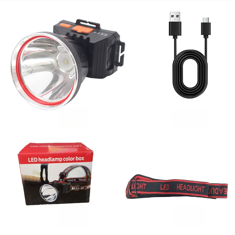 LED uzlādes galvas lukturis ārējai lietošanai ar 360° griezumu, 1W, 500 mAh akumulator, starojums 100–200 m