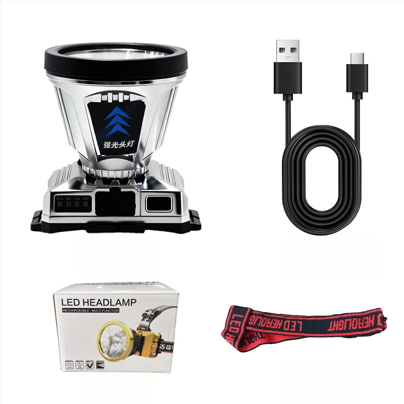 LED uzlādes galvas lukturis ārējai lietošanai ar 360° griezumu, 1W, 500 mAh akumulator, starojums 100–200 m