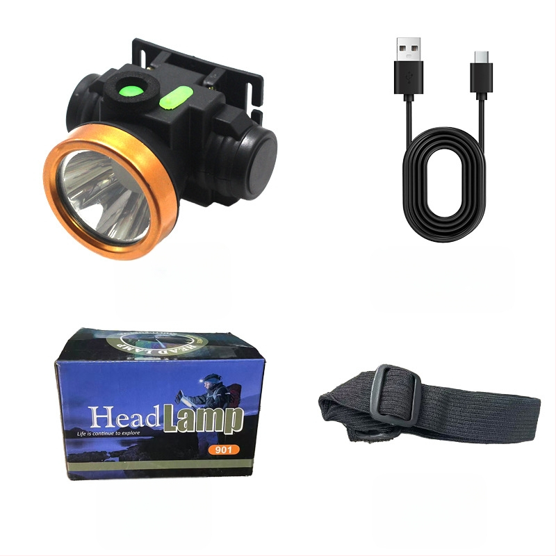 LED uzlādes galvas lukturis ārējai lietošanai ar 360° griezumu, 1W, 500 mAh akumulator, starojums 100–200 m