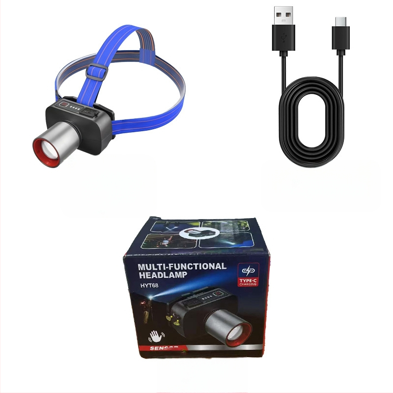 LED uzlādes galvas lukturis ārējai lietošanai ar 360° griezumu, 1W, 500 mAh akumulator, starojums 100–200 m