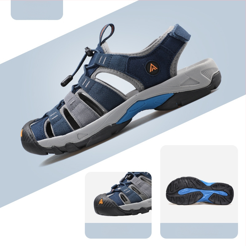 Ūdens taku kurpes ar Velcro aizdari, pretslīdēšanas zole, augšdaļa no neilona un ādas, sietuiekšpuse, zems profils