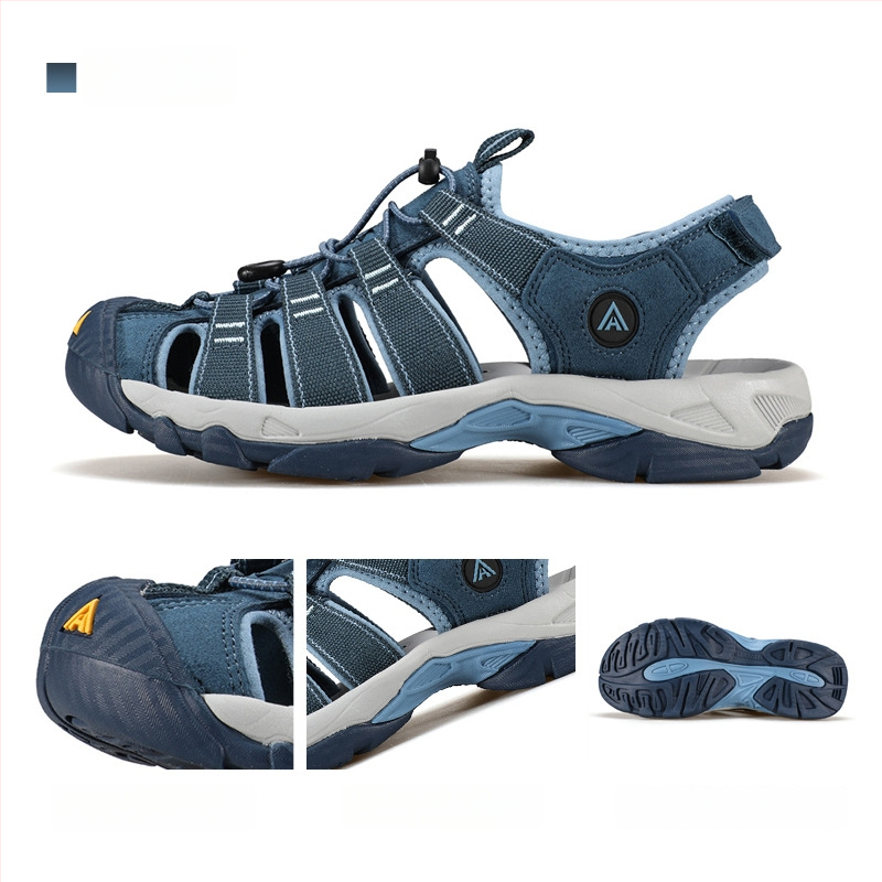 Ūdens taku kurpes ar Velcro aizdari, pretslīdēšanas zole, augšdaļa no neilona un ādas, sietuiekšpuse, zems profils