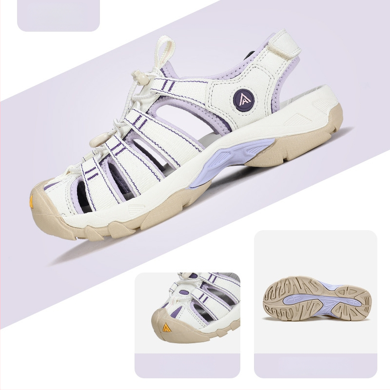 Ūdens taku kurpes ar Velcro aizdari, pretslīdēšanas zole, augšdaļa no neilona un ādas, sietuiekšpuse, zems profils