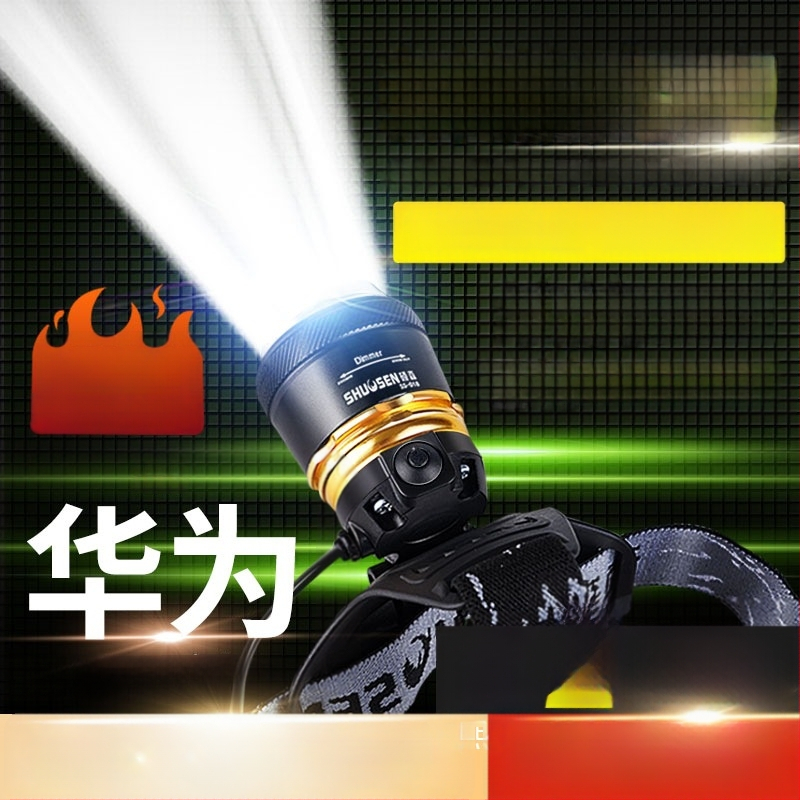 Įkraunama galvos žibintu naktinei žvejybai, 18650 baterija, 200–500 m šviesos spindulys, veikimo laikas 2–10 val.