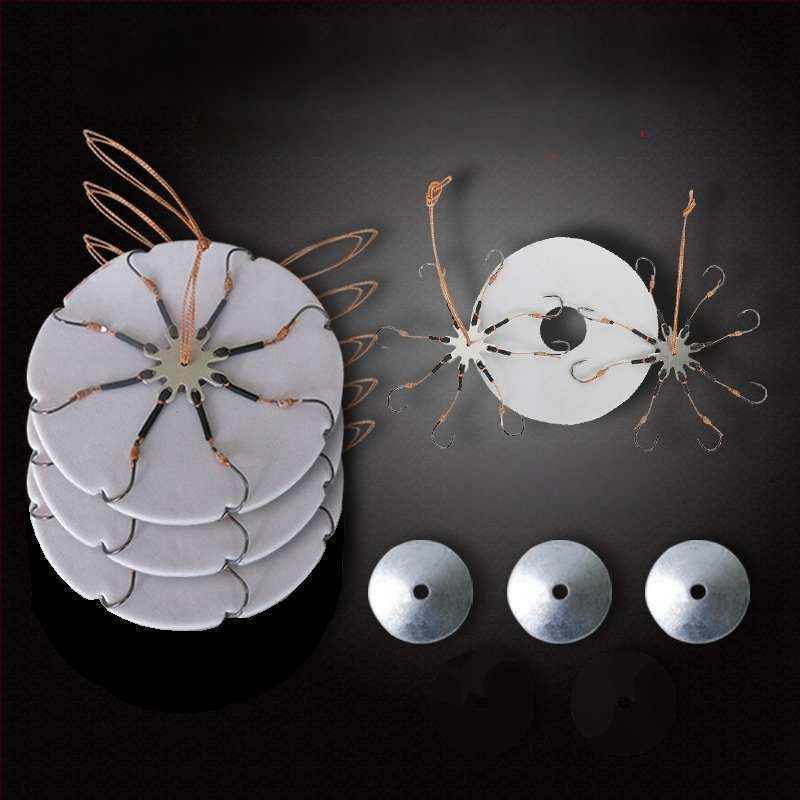 Zivju āķu komplekts – astoņskājains āķis, bez asmens, griežama plāksne un kvadrātveida ēdams jūras makšķerēšanai