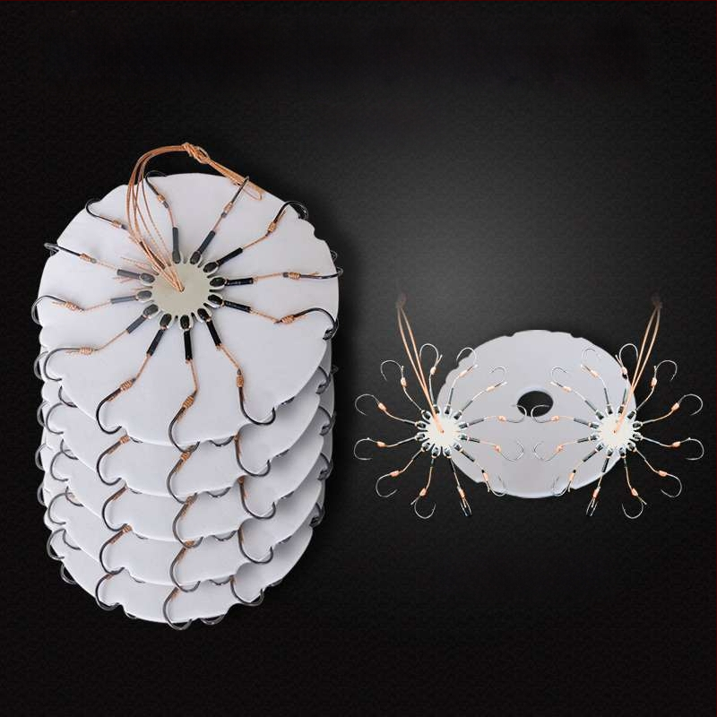 Zivju āķu komplekts – astoņskājains āķis, bez asmens, griežama plāksne un kvadrātveida ēdams jūras makšķerēšanai