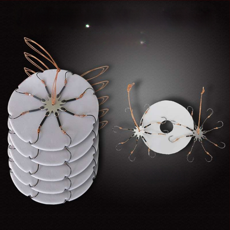 Zivju āķu komplekts – astoņskājains āķis, bez asmens, griežama plāksne un kvadrātveida ēdams jūras makšķerēšanai