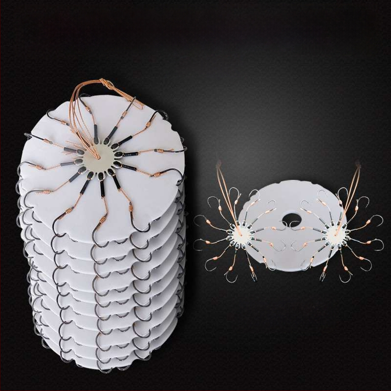 Zivju āķu komplekts – astoņskājains āķis, bez asmens, griežama plāksne un kvadrātveida ēdams jūras makšķerēšanai