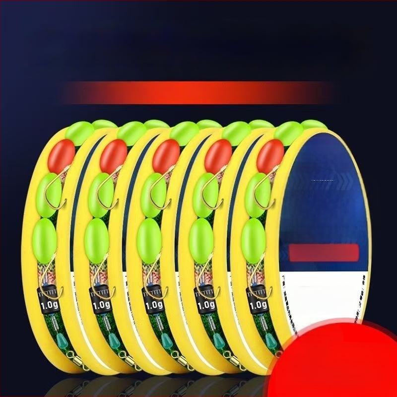 Septiņzvaigžņu plūds komplekts ar bezregulēšanas sistēmu, iepriekš piesietas zelta aizbāžnes un dubultie āķi, galvenā līnija karpu makšķerēšanai