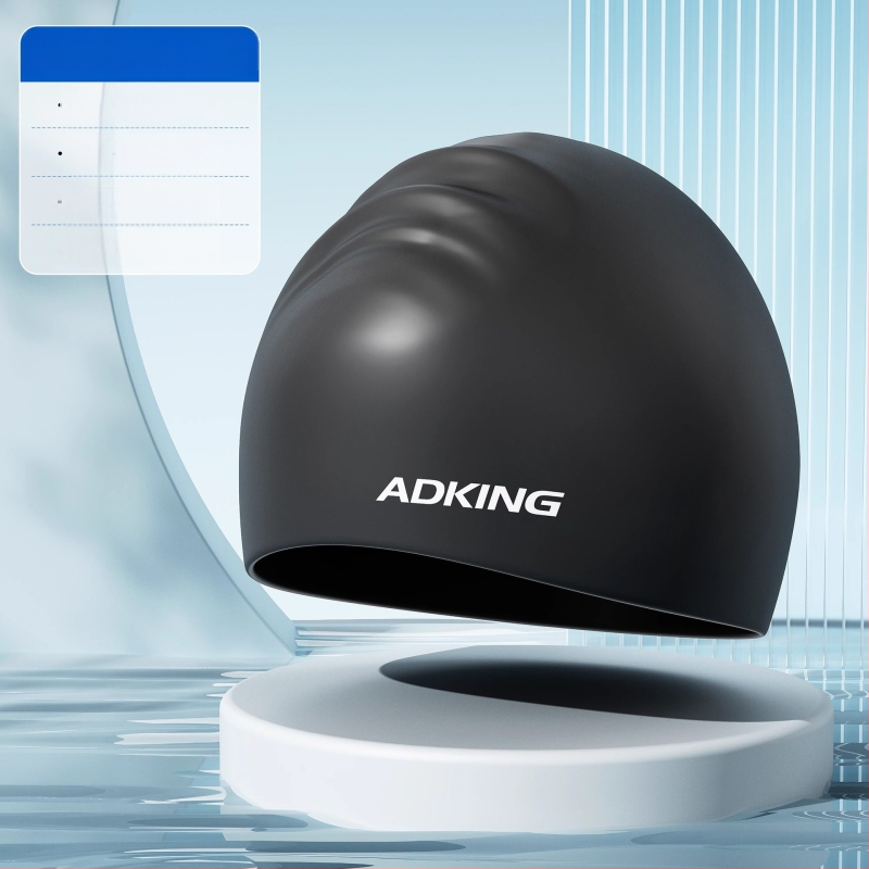 ADKING Peldcepure pieaugušajiem — ūdensizturīga, elpojoša, piemērota gariem matiem, ausu aizsardzība, spandekss-poliesters