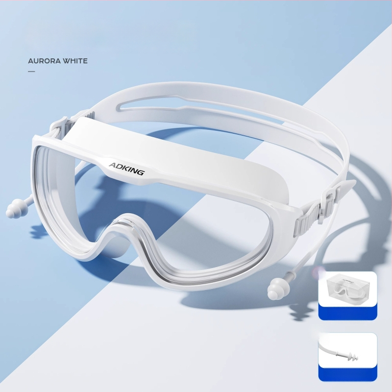 ADKING Peldcepure pieaugušajiem — ūdensizturīga, elpojoša, piemērota gariem matiem, ausu aizsardzība, spandekss-poliesters